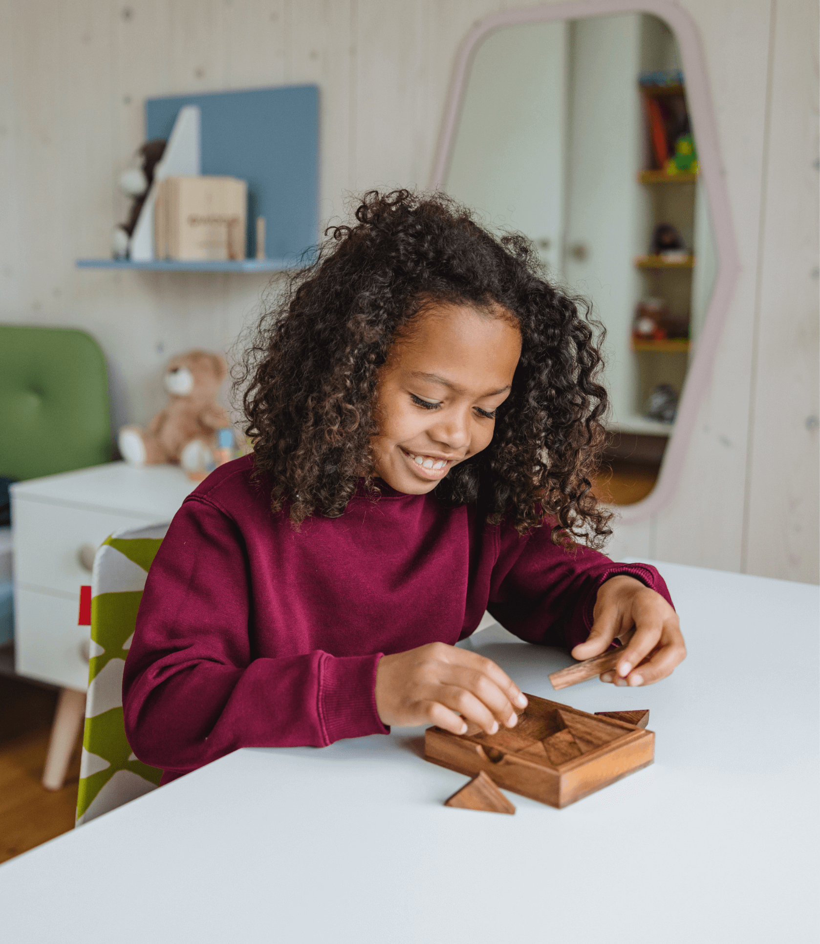 girl solving a puzzle